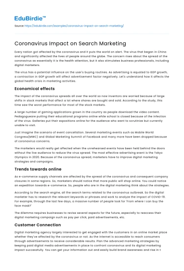 Coronavirus Influence on Digital Search Strategies