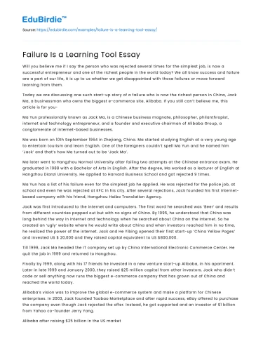 Failure Is a Learning Tool Essay