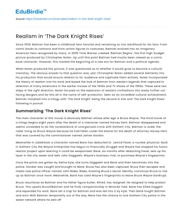 Realism in ‘The Dark Knight Rises’