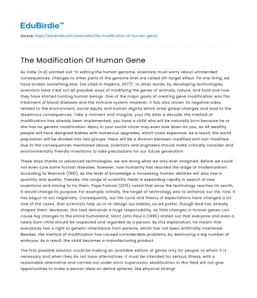 The Modification Of Human Gene