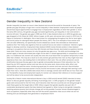 Gender Inequality in New Zealand