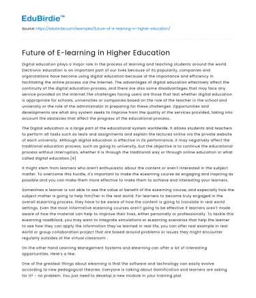 The Transformative Potential of E-Learning in Universities