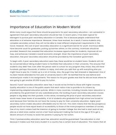 Importance of Education in Modern World