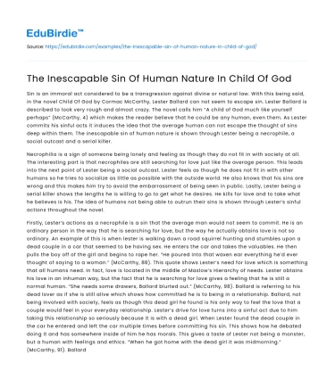 The Inescapable Sin Of Human Nature In Child Of God