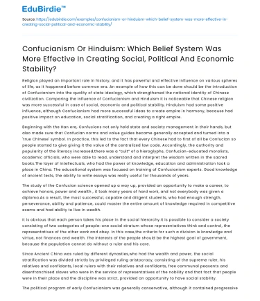 Confucianism vs Hinduism: Effectiveness in Stability