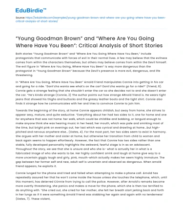 Young Goodman Brown & Where Are You Going, Where Have You Been: Comparative Analysis