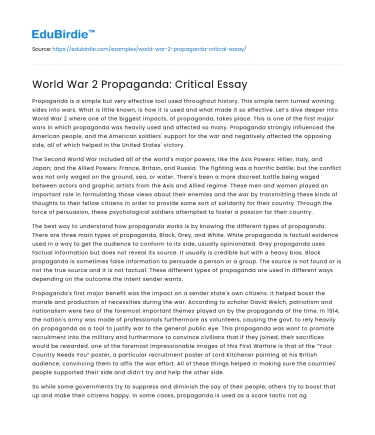 World War 2 Propaganda: Critical Essay