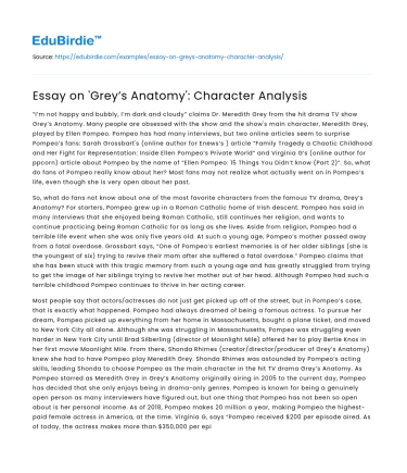 Essay on ‘Grey’s Anatomy’: Character Analysis