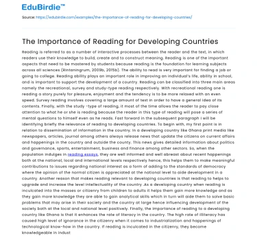 The Importance of Reading for Developing Countries