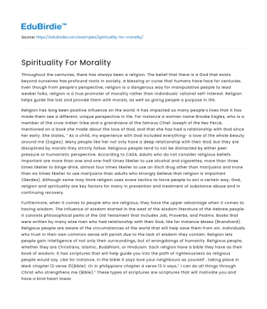Spirituality For Morality