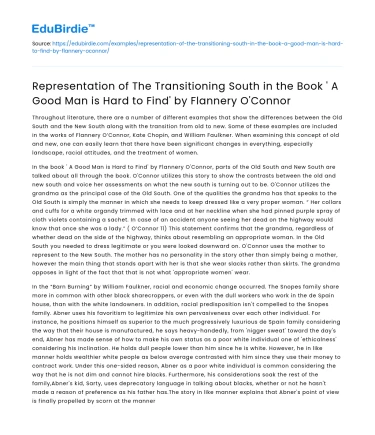 Transitioning South in ‘A Good Man is Hard to Find’