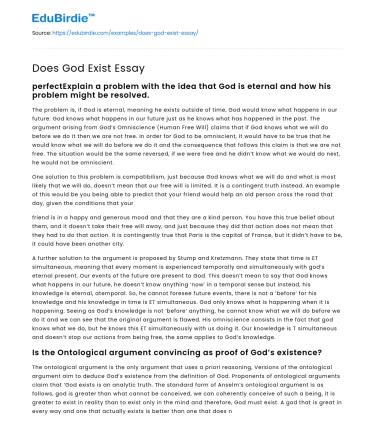 Does God Exist Essay