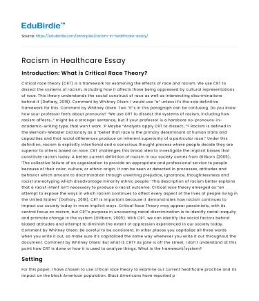 Racism in Healthcare Essay