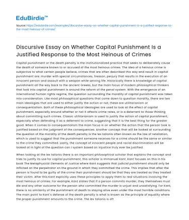 Is Capital Punishment Justified for Heinous Crimes?