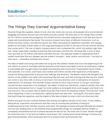 The Things They Carried’ Argumentative Essay