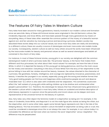 The Features Of Fairy Tales In Western Culture