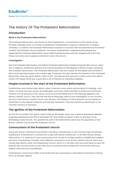 The History Of The Protestant Reformation