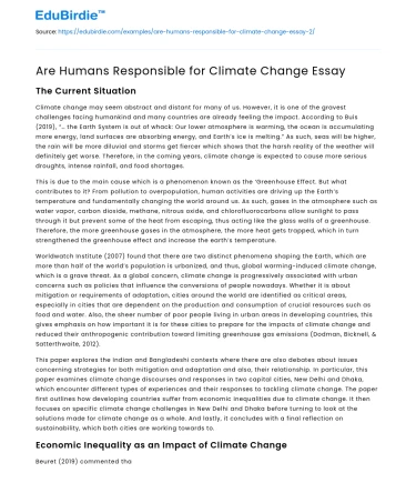 Are Humans Responsible for Climate Change Essay