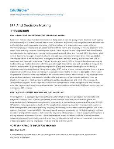 ERP And Decision Making