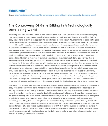 The Controversy Of Gene Editing In A Technologically Developing World