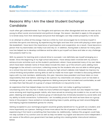 Reasons Why I Am the Ideal Student Exchange Candidate