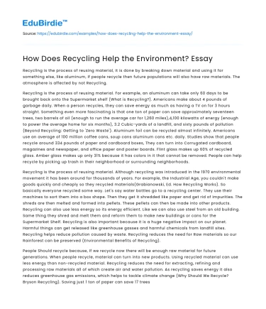 How Does Recycling Help the Environment? Essay
