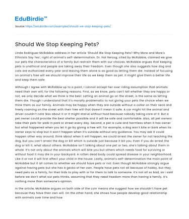 Should We Stop Keeping Pets?