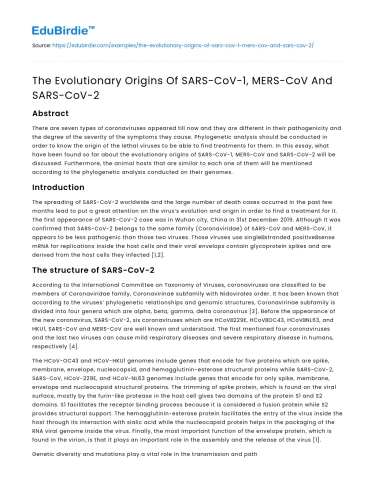The Evolutionary Origins Of SARS-CoV-1, MERS-CoV And SARS-CoV-2