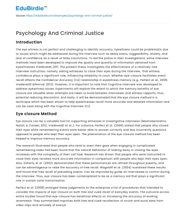 Psychology And Criminal Justice