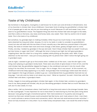 Taste of My Childhood