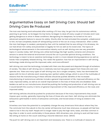 Should Self Driving Cars Be Produced?