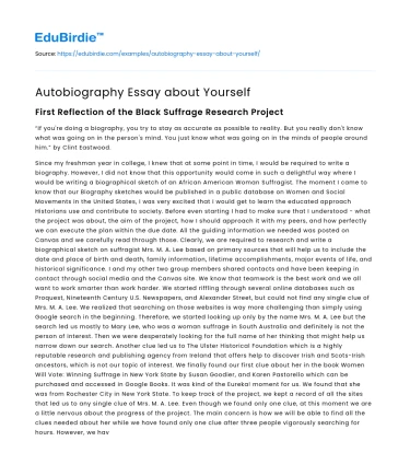 Autobiography Essay about Yourself