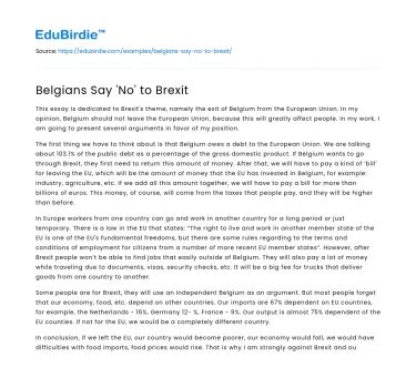 Belgians Say ‘No’ to Brexit