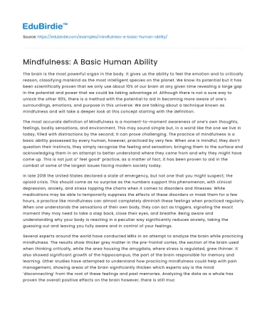 Mindfulness: A Basic Human Ability
