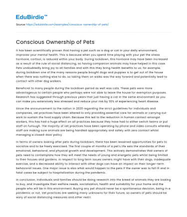 Conscious Ownership of Pets