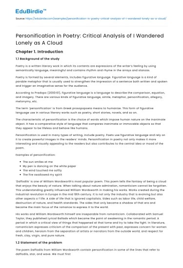 Personification in Poetry: Analyzing “I Wandered Lonely as A Cloud”