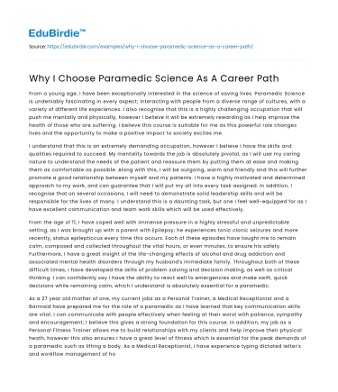 Why I Choose Paramedic Science As A Career Path