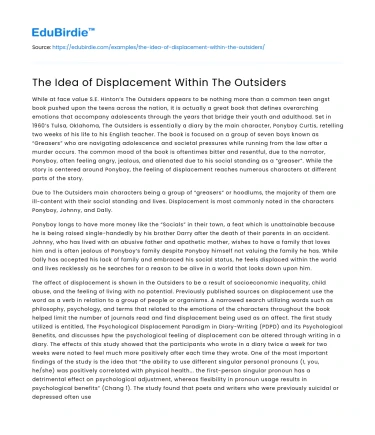 The Idea of Displacement Within The Outsiders