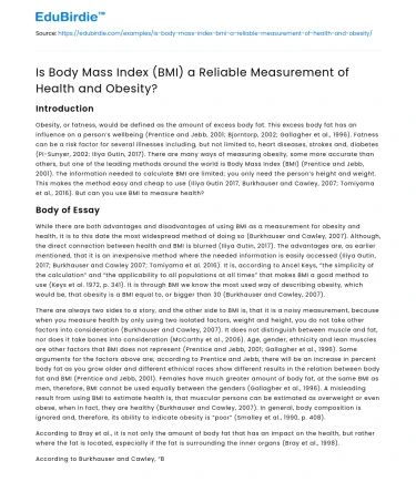 Is Body Mass Index (BMI) a Reliable Measurement of Health and Obesity?