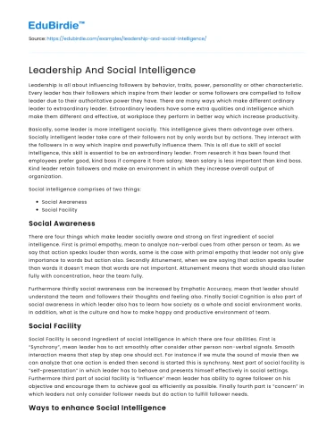 Leadership And Social Intelligence