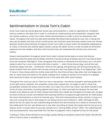 Sentimentalism in Uncle Tom’s Cabin