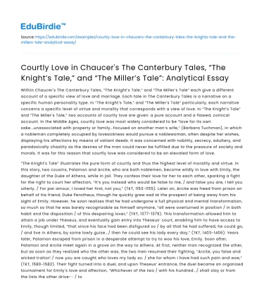Analyzing Courtly Love in Chaucer’s Canterbury Tales