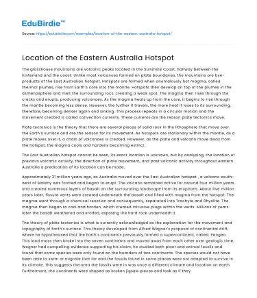 Location of the Eastern Australia Hotspot