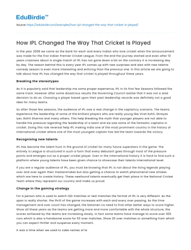 How IPL Changed The Way That Cricket Is Played