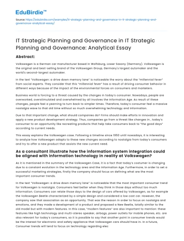 IT Strategic Planning and Governance