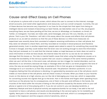 Cause-and-Effect Essay on Cell Phones