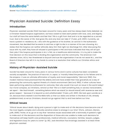 Physician Assisted Suicide: Definition Essay