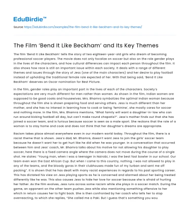 The Film ‘Bend It Like Beckham’ and Its Key Themes