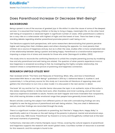 Does Parenthood Increase Or Decrease Well-Being?