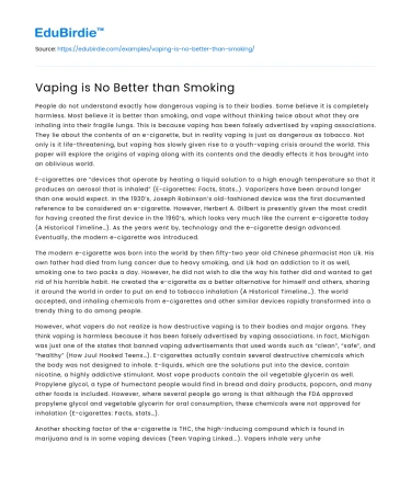 Vaping is No Better than Smoking